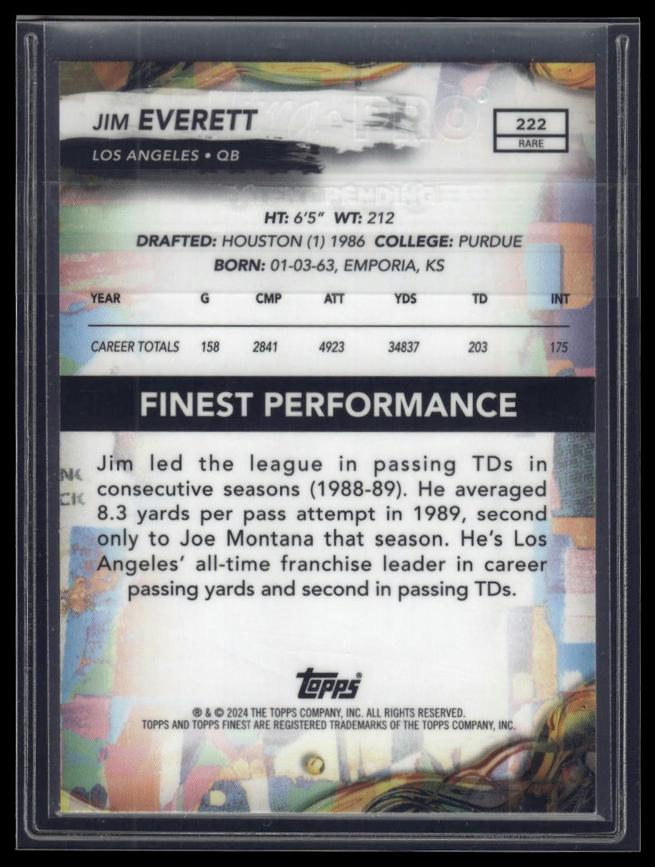 2024 Finest #222 Jim Everett Purple Refractor #/125