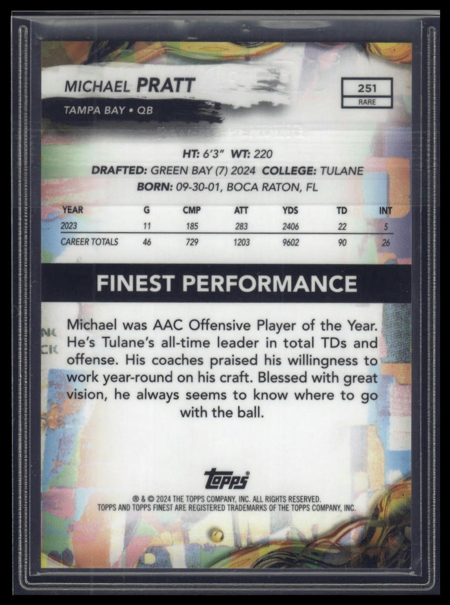 2024 Finest #251 Michael Pratt Green Refractor #/25