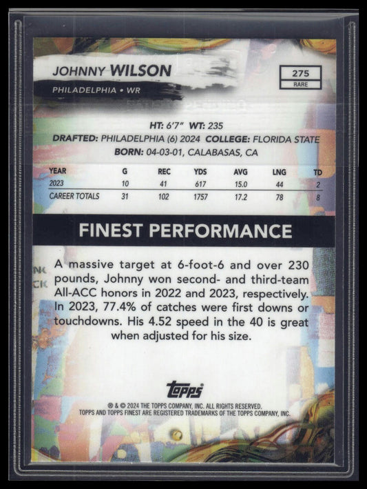 2024 Finest #275 Johnny Wilson Sky Blue Refractor #/150