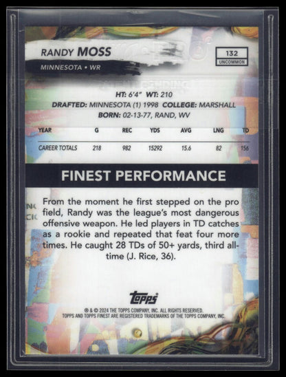 2024 Finest #132 Randy Moss Purple Refractor #/200
