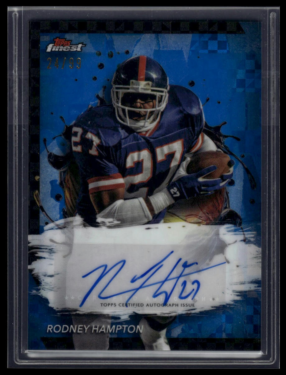 2024 Finest #FA-RH Rodney Hampton Finest Auto Blue Checkerboard Refractor /99