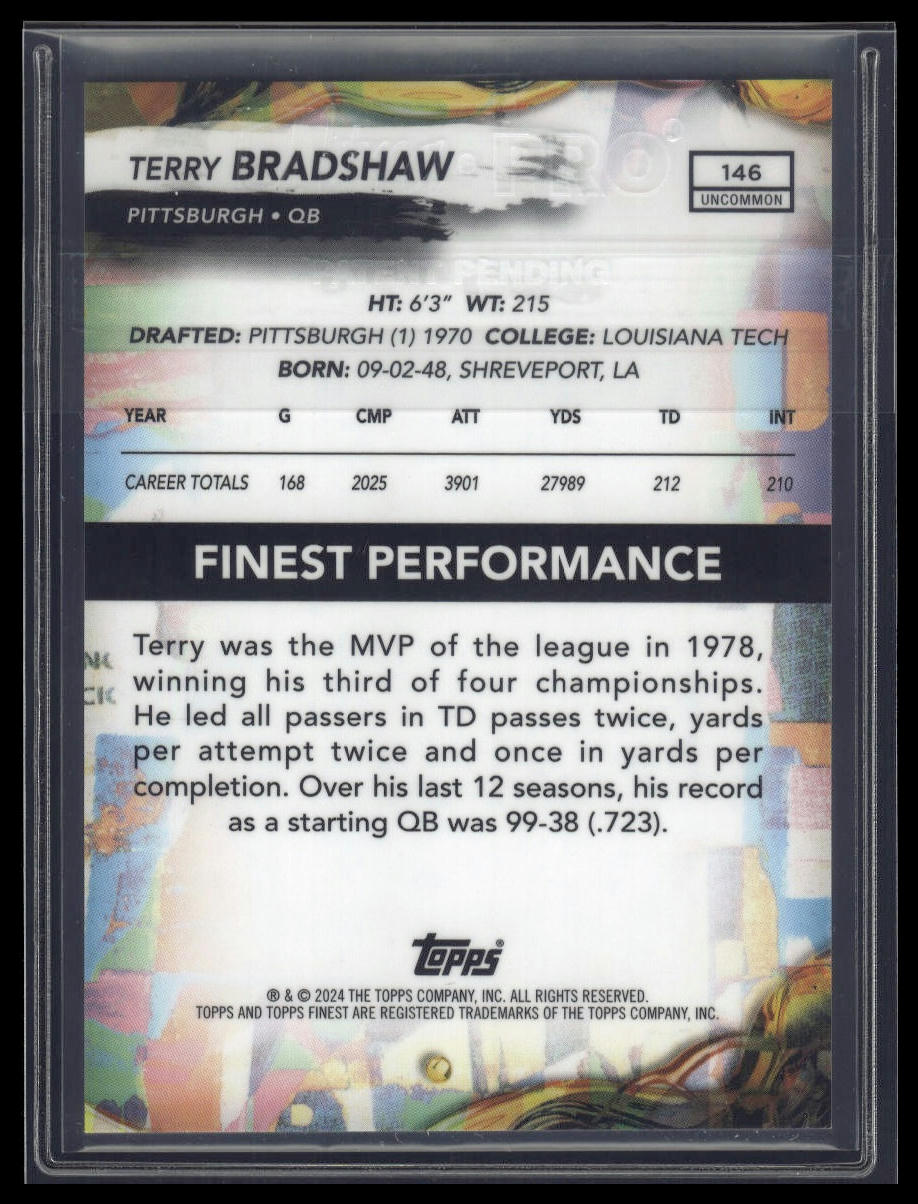 2024 Finest #146 Terry Bradshaw Green Refractor #/35