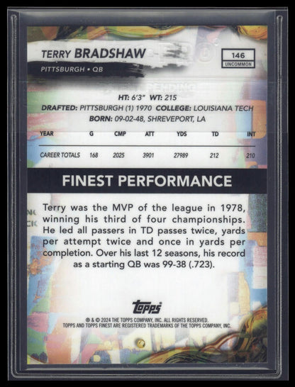 2024 Finest #146 Terry Bradshaw Green Refractor #/35