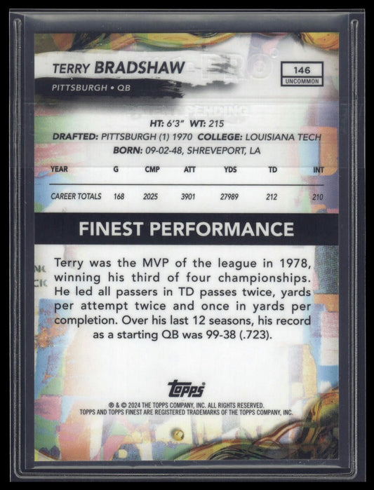 2024 Finest #146 Terry Bradshaw Green Refractor #/35