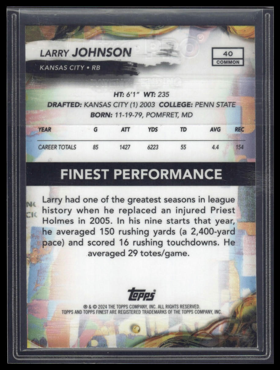 2024 Finest #40 Larry Johnson Blue Checkerboard Refractor #/99