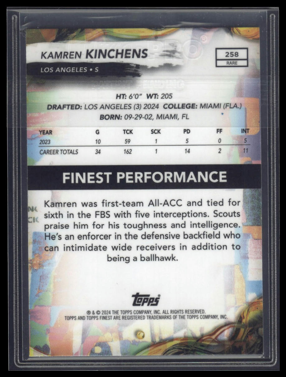 2024 Finest #258 Kamren Kinchens Purple Refractor #/125