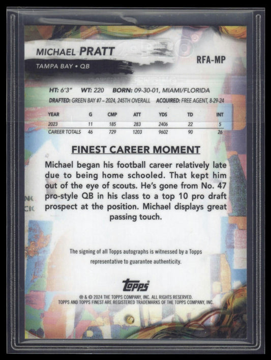 2024 Finest #RFA-MP Michael Pratt Rookie Finest Auto Blue Geometric /99