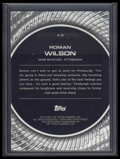 2024 Finest #D-29 Roman Wilson Debut Purple Refractor #/125