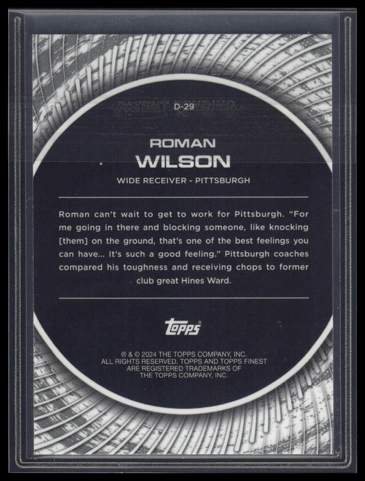 2024 Finest #D-29 Roman Wilson Debut Purple Refractor #/125