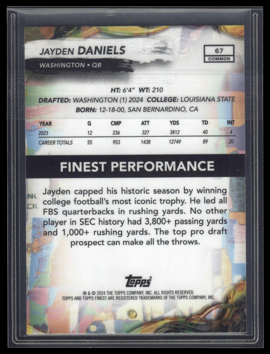 2024 Finest #67 Jayden Daniels Checkerboard Refractor