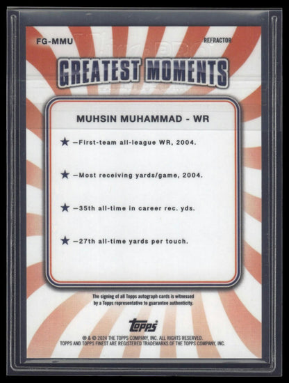 2024 Finest #FG-MMU Muhsin Muhammad Finest Greats Autographs