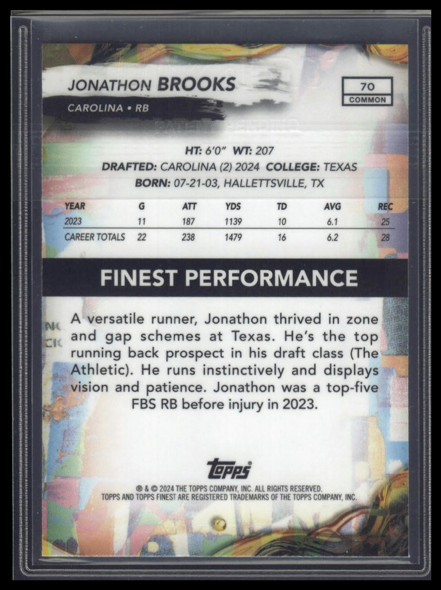 2024 Finest #70 Jonathon Brooks Green Refractor #/75