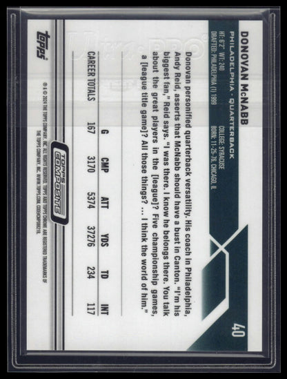 2023 Topps Composite #40 Donovan McNabb Topps Chrome Magenta Refractor #/399