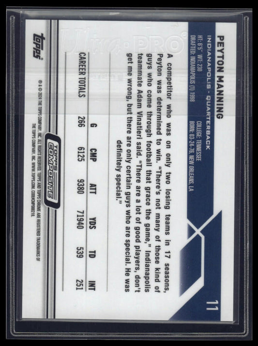 2023 Topps Composite #11 Peyton Manning Topps Chrome Aqua Refractor #/199