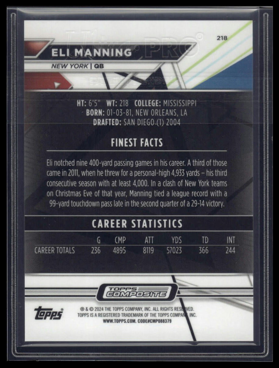 2023 Topps Composite #218b Eli Manning Finest Black Refractors #/20