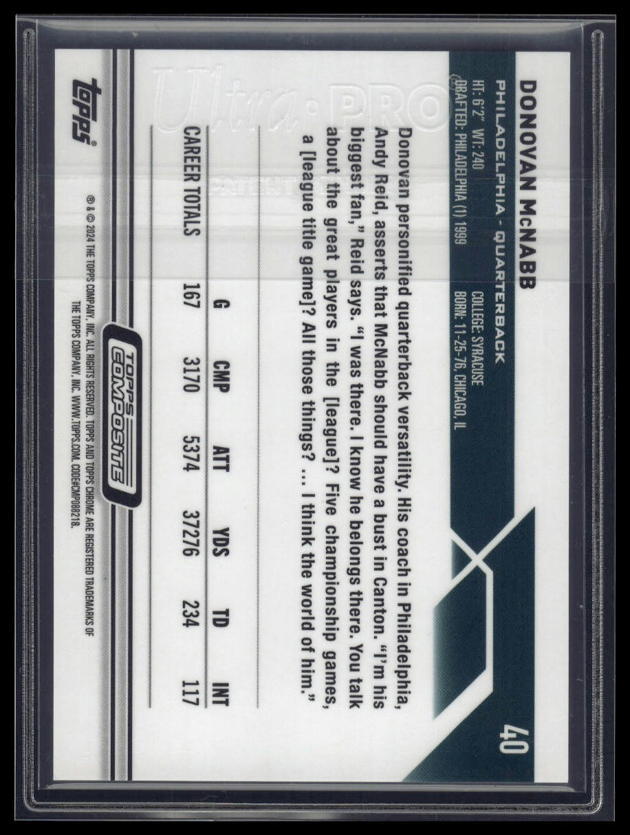 2023 Topps Composite #40 Donovan McNabb Topps Chrome Purple Speckle #/250