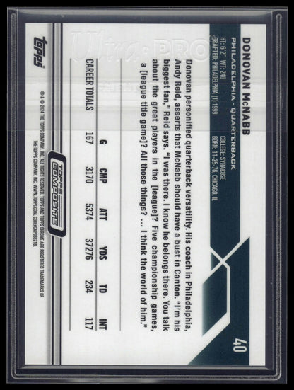 2023 Topps Composite #40 Donovan McNabb Topps Chrome Purple Speckle #/250