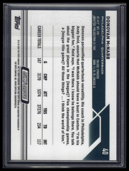 2023 Topps Composite #40 Donovan McNabb Topps Chrome Purple Speckle #/250