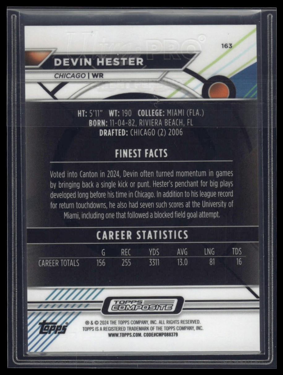 2023 Topps Composite #163 Devin Hester Finest Purple Refractor #/250