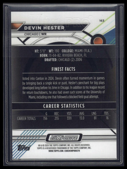 2023 Topps Composite #163 Devin Hester Finest Purple Refractor #/250