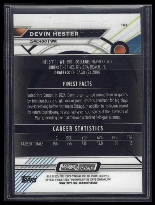 2023 Topps Composite #163 Devin Hester Finest Purple Refractor #/250