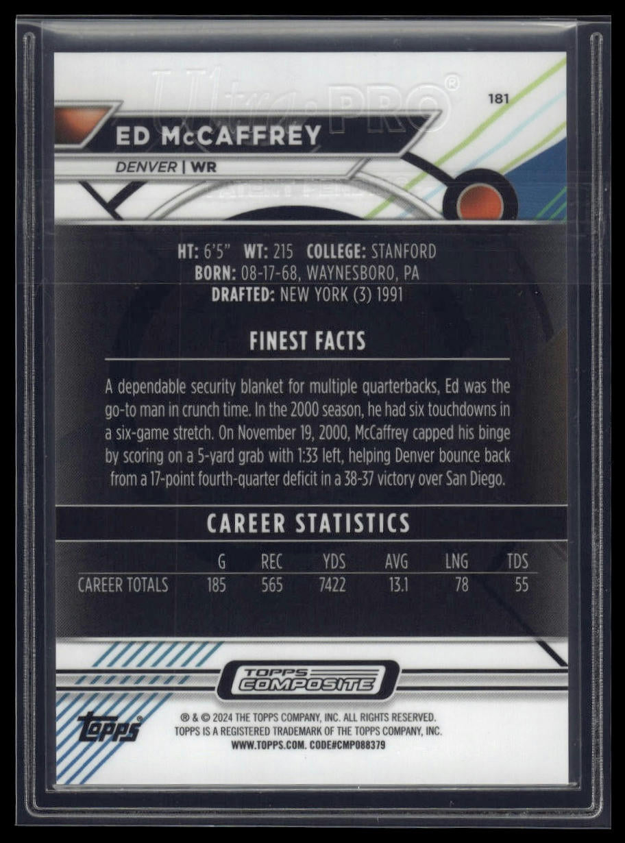 2023 Topps Composite #181a Ed McCaffrey Finest Sky Blue Refractor Wrong #/325