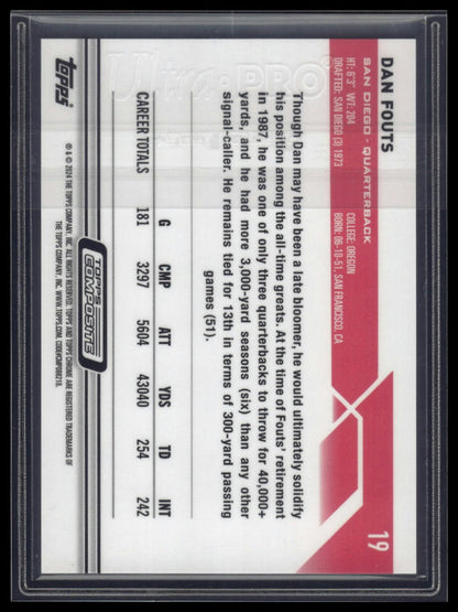 2023 Topps Composite #19 Dan Fouts Topps Chrome Magenta Refractor #/399