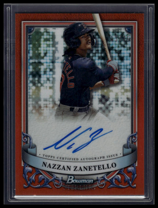 2024 Bowman Sterling #PA-NZ Nazzan Zanetello Prospect Auto Orange /75