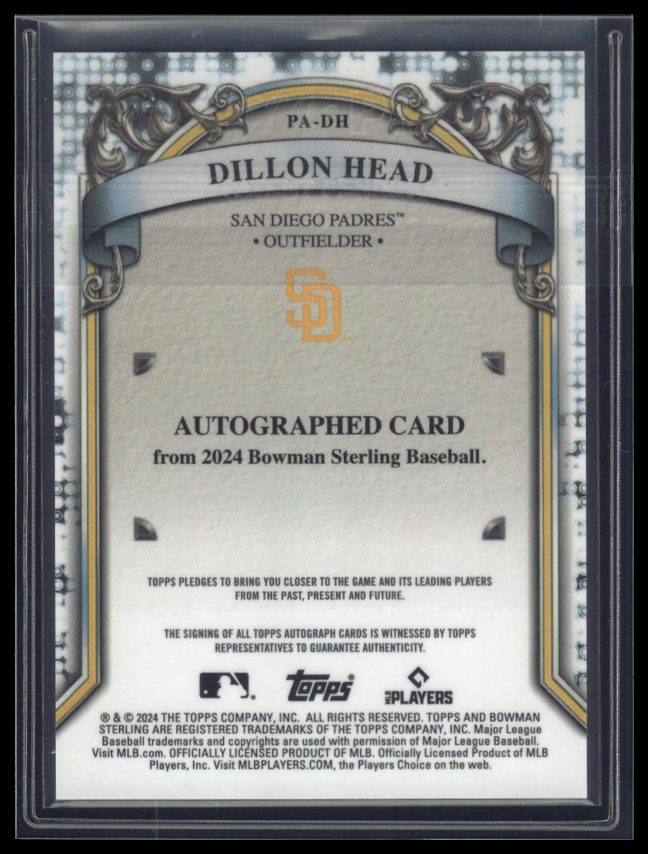 2024 Bowman Sterling #PA-DH Dillon Head Prospect Autographs