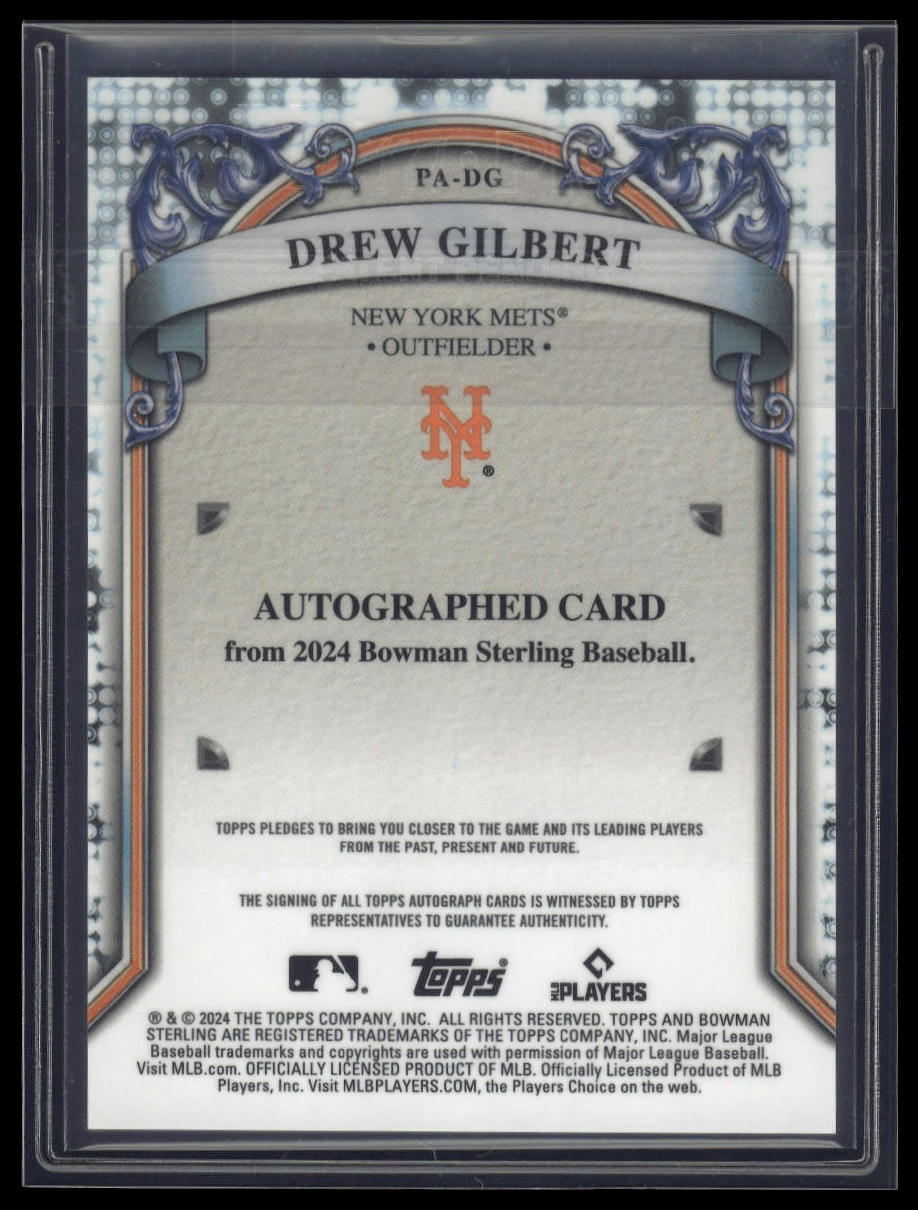 2024 Bowman Sterling #PA-DG Drew Gilbert Prospect Auto Sterling Silver /100