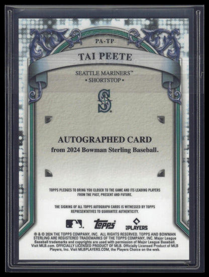 2024 Bowman Sterling #PA-TP Tai Peete Prospect Autographs Sterling Silver /100