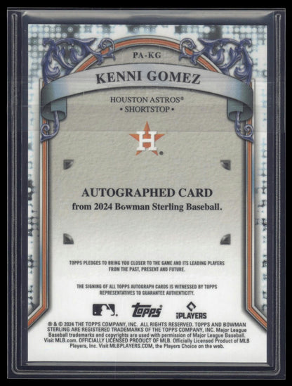 2024 Bowman Sterling #PA-KG Kenni Gomez Prospect Autographs