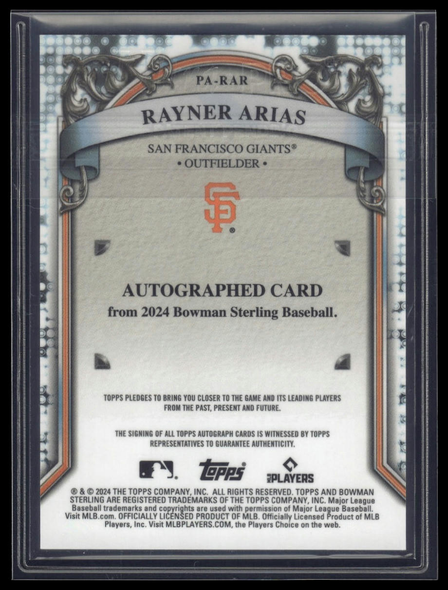2024 Bowman Sterling #PA-RAR Rayner Arias Prospect Auto Purple /120