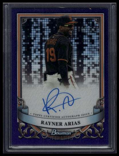 2024 Bowman Sterling #PA-RAR Rayner Arias Prospect Auto Purple /120