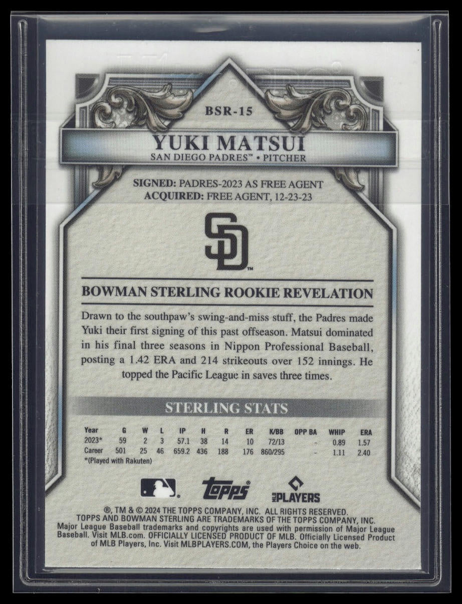 2024 Bowman Sterling #BSR-15 Yuki Matsui Mini Diamond Refractor #/150