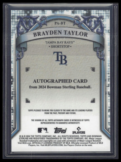 2024 Bowman Sterling #PA-BT Brayden Taylor Prospect Autographs