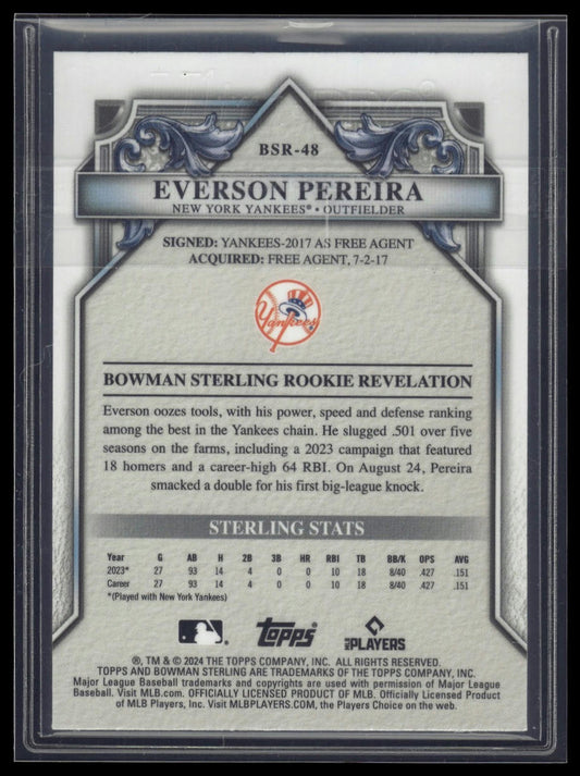 2024 Bowman Sterling #BSR-48 Everson Pereira Magenta Refractor #/75