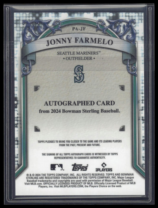 2024 Bowman Sterling #PA-JF Jonny Farmelo Prospect Autographs
