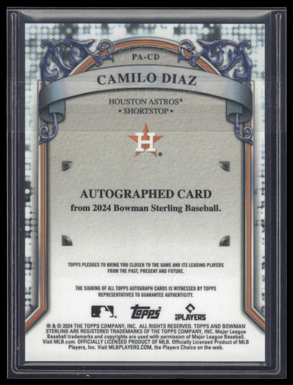 2024 Bowman Sterling #PA-CD Camilo Diaz Prospect Autographs Purple /120