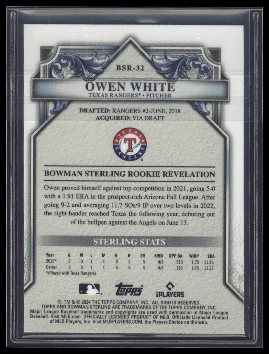 2024 Bowman Sterling #BSR-32 Owen White Speckle Refractor #/99
