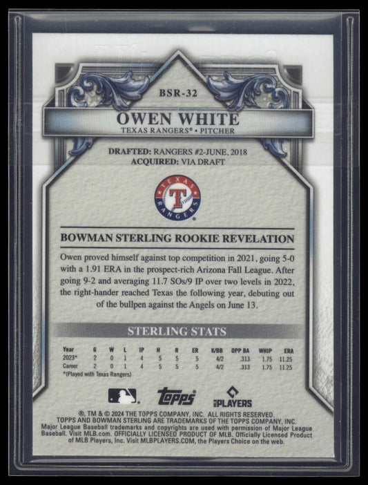 2024 Bowman Sterling #BSR-32 Owen White Speckle Refractor #/99