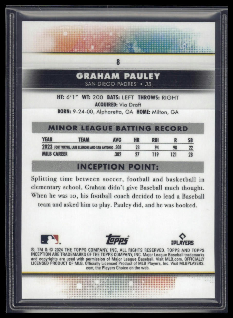 2024 Topps Inception #8 Graham Pauley Magenta #/99