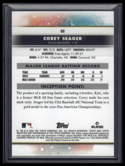 2024 Topps Inception #60 Corey Seager Green