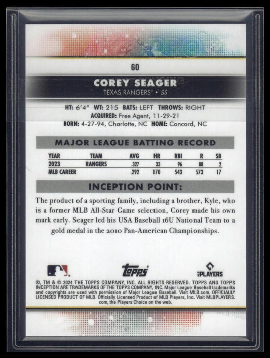 2024 Topps Inception #60 Corey Seager Green