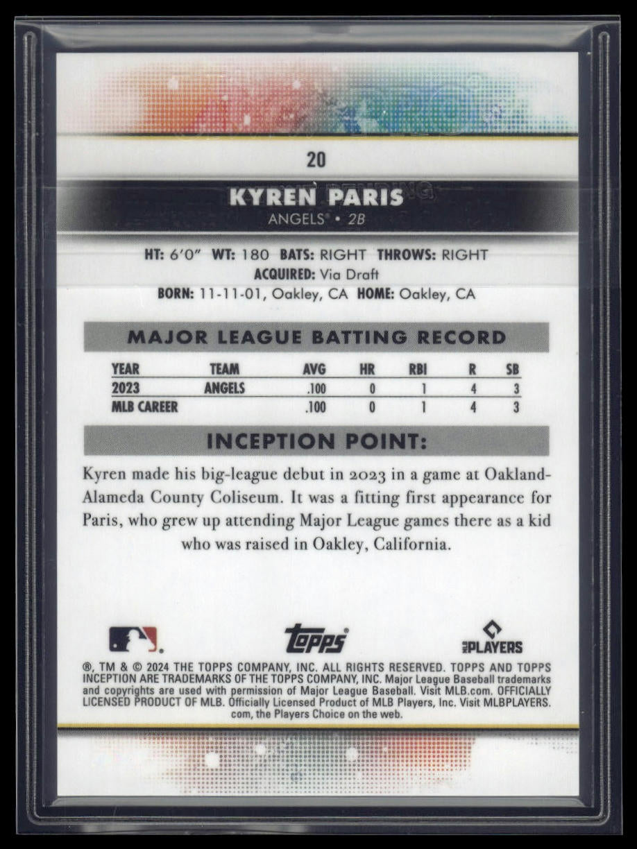 2024 Topps Inception #20 Kyren Paris Green