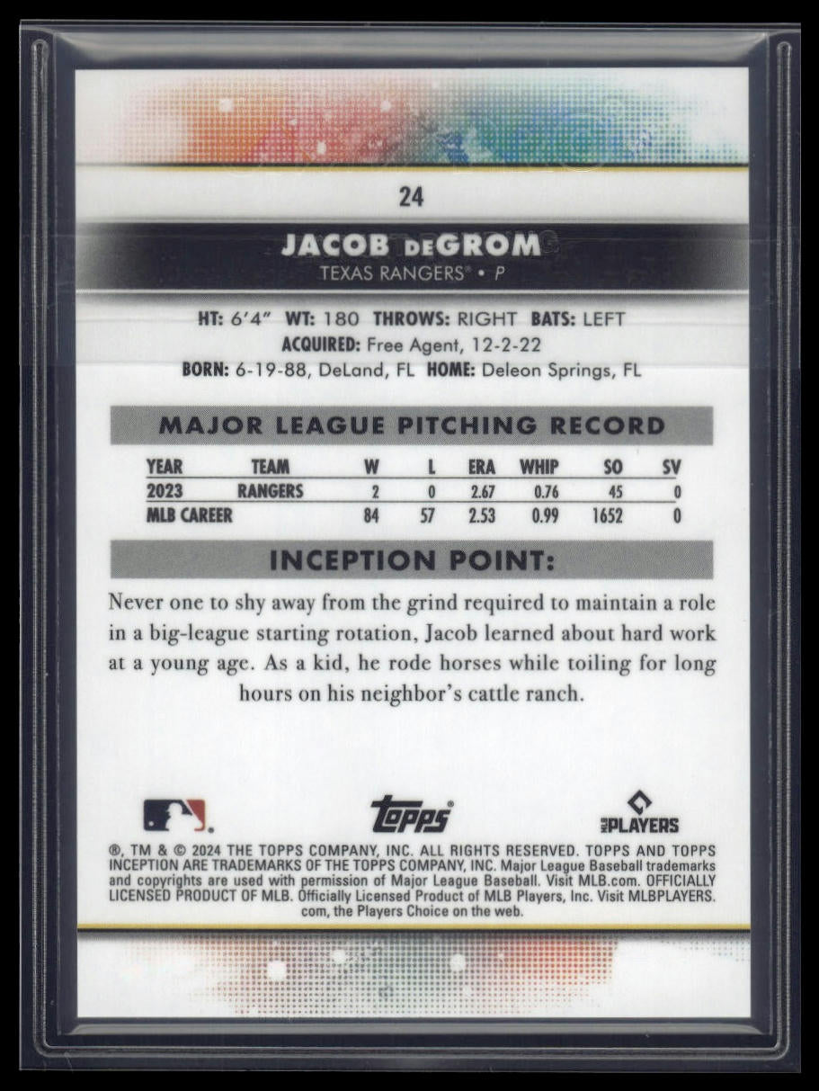 2024 Topps Inception #24 Jacob deGrom Purple #/150