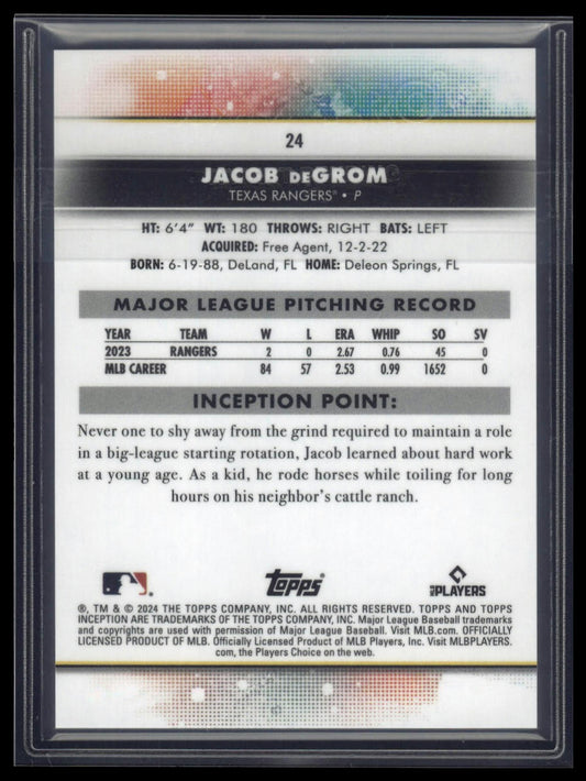 2024 Topps Inception #24 Jacob deGrom Purple #/150
