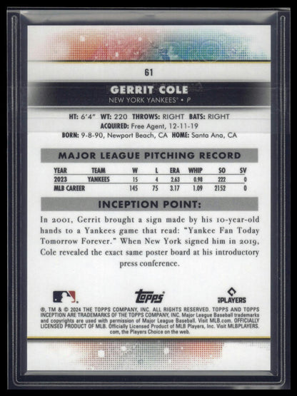 2024 Topps Inception #61 Gerrit Cole