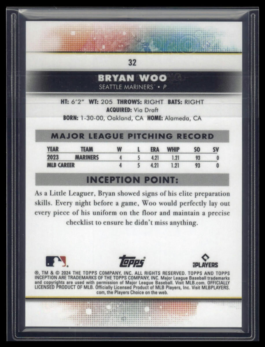 2024 Topps Inception #32 Bryan Woo Purple #/150