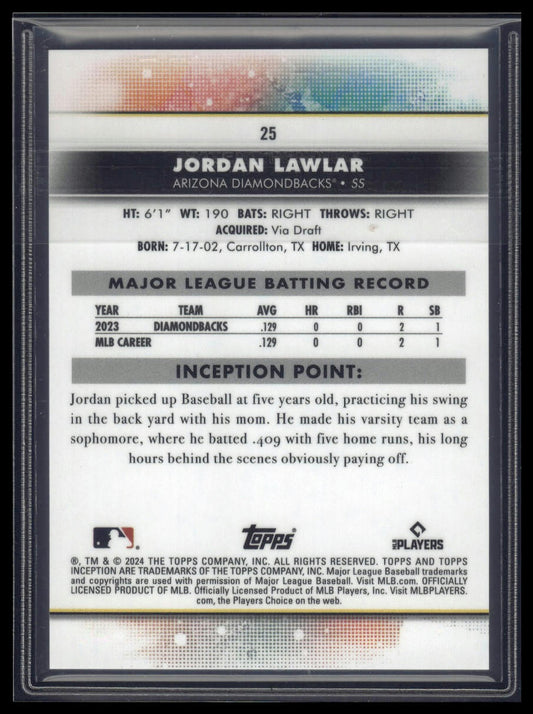 2024 Topps Inception #25 Jordan Lawlar Green